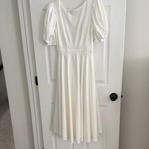 Elegant Bridal White Puff Sleeve Dress